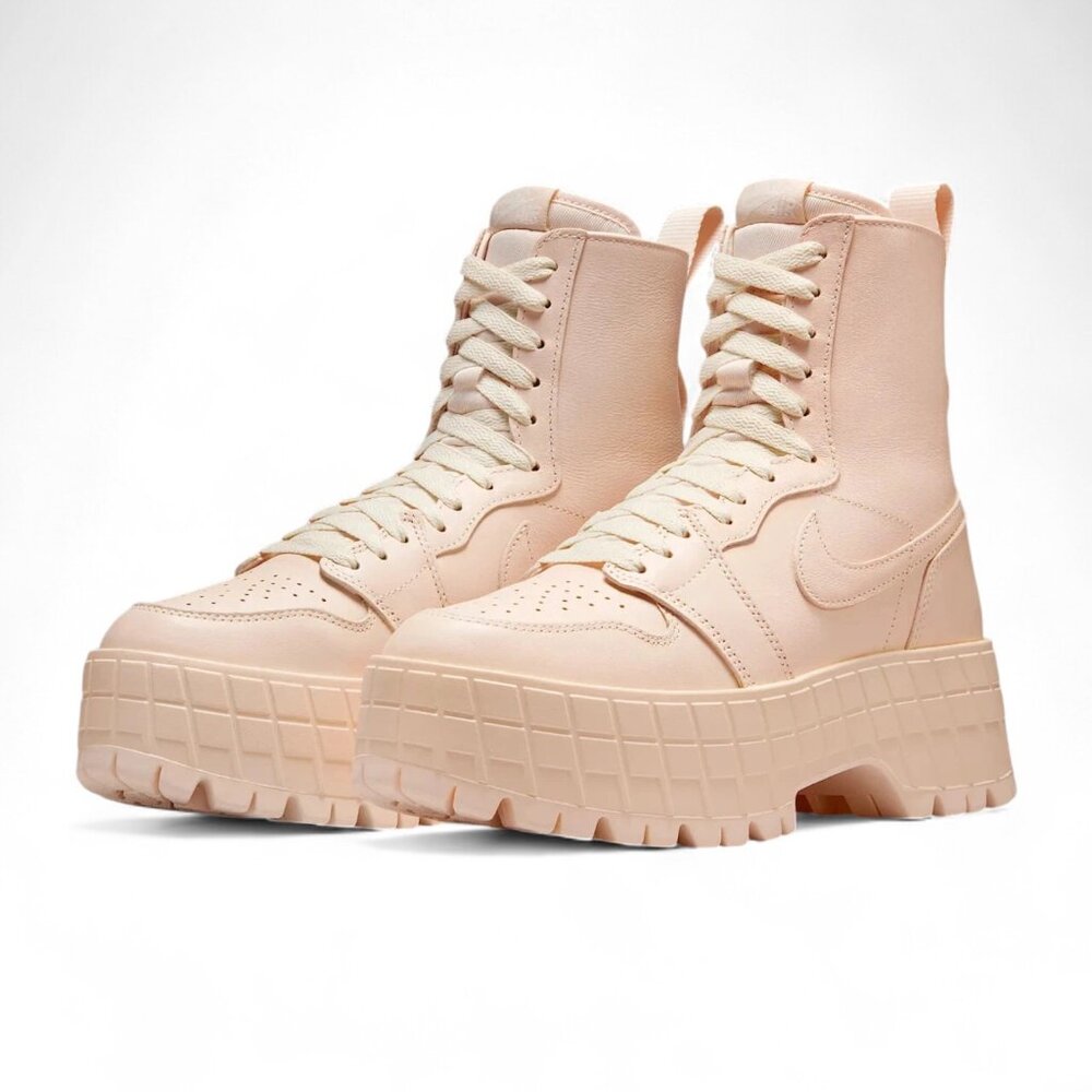 RARE Nike Women's Air Jordan 1 Leather Platform Boots Size 12 Guava Ice (Pink)